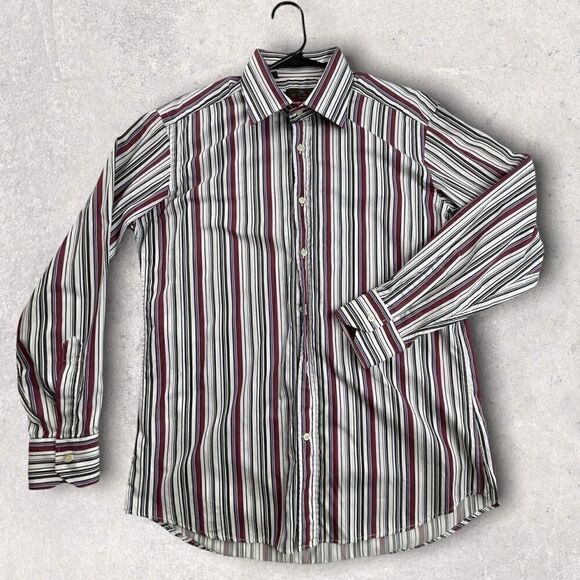 Etro Milano Button-Up Shirt Mens Size 42 (Medium) Multicolor Striped Italy - Picture 6 of 10